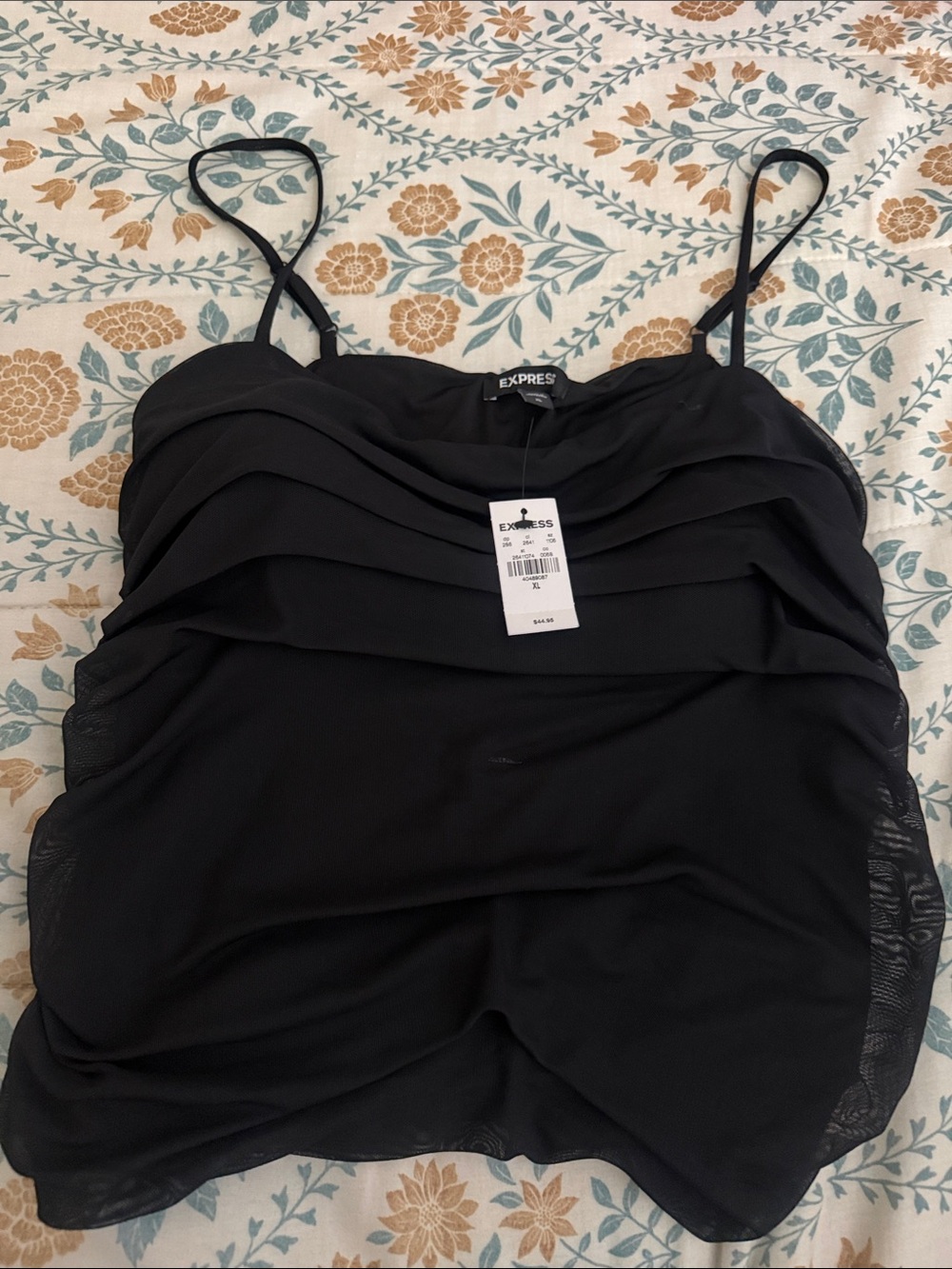 Express Black Ruched Spaghetti-Strap Cami